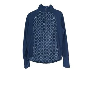 St John's Bay Active Petite Blue Patterned‎ 1/4 Zip Pullover Top